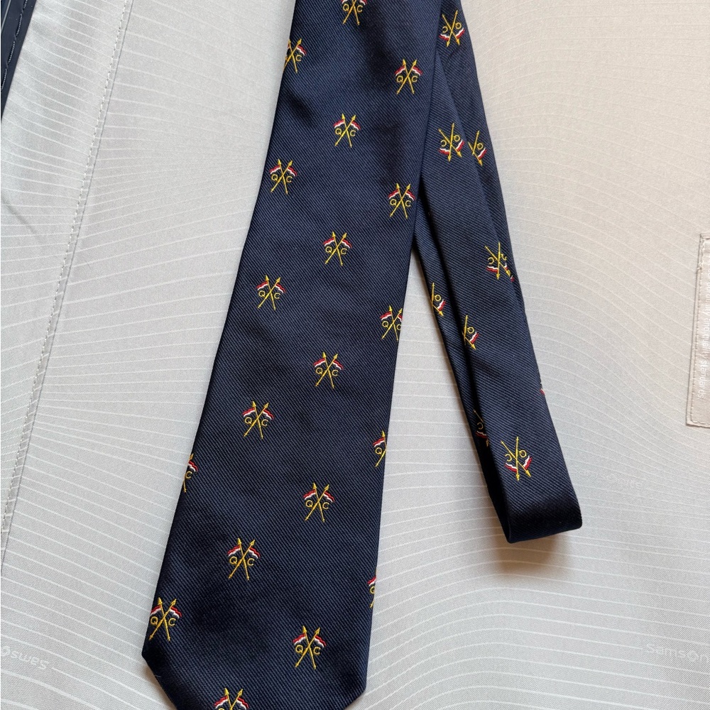 Simon Boddington Men's Silk Tie Navy Patterned 100% Silk Made in Ireland